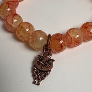 Owl glass Beaded stretch Bracelet